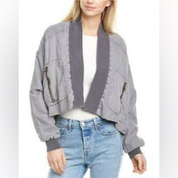 Young Fabulous & Broke “Fara” Crop Jacket Bomber Tencel Convertible Size Small - Picture 11 of 12
